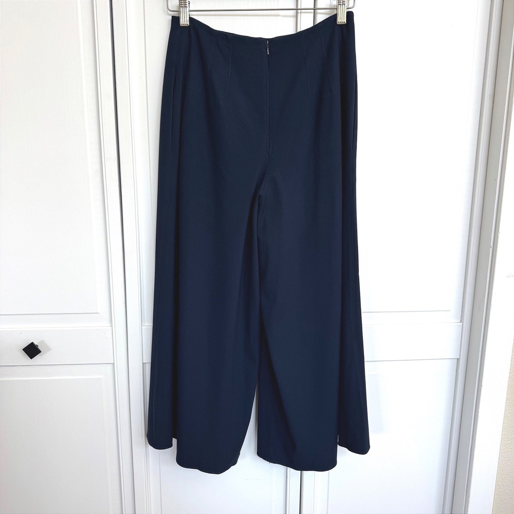 Karen Millen Navy Blue Wide Leg Pleated High Waist Trousers Palazzo Pants size 8 - Picture 4 of 12